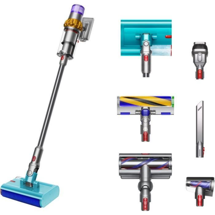 DYSON V15s Detect Submarine - Aspirateur Balai sans Fil - 240 airwatts - Brosse a rouleau humide Submarine pour laver les sols d